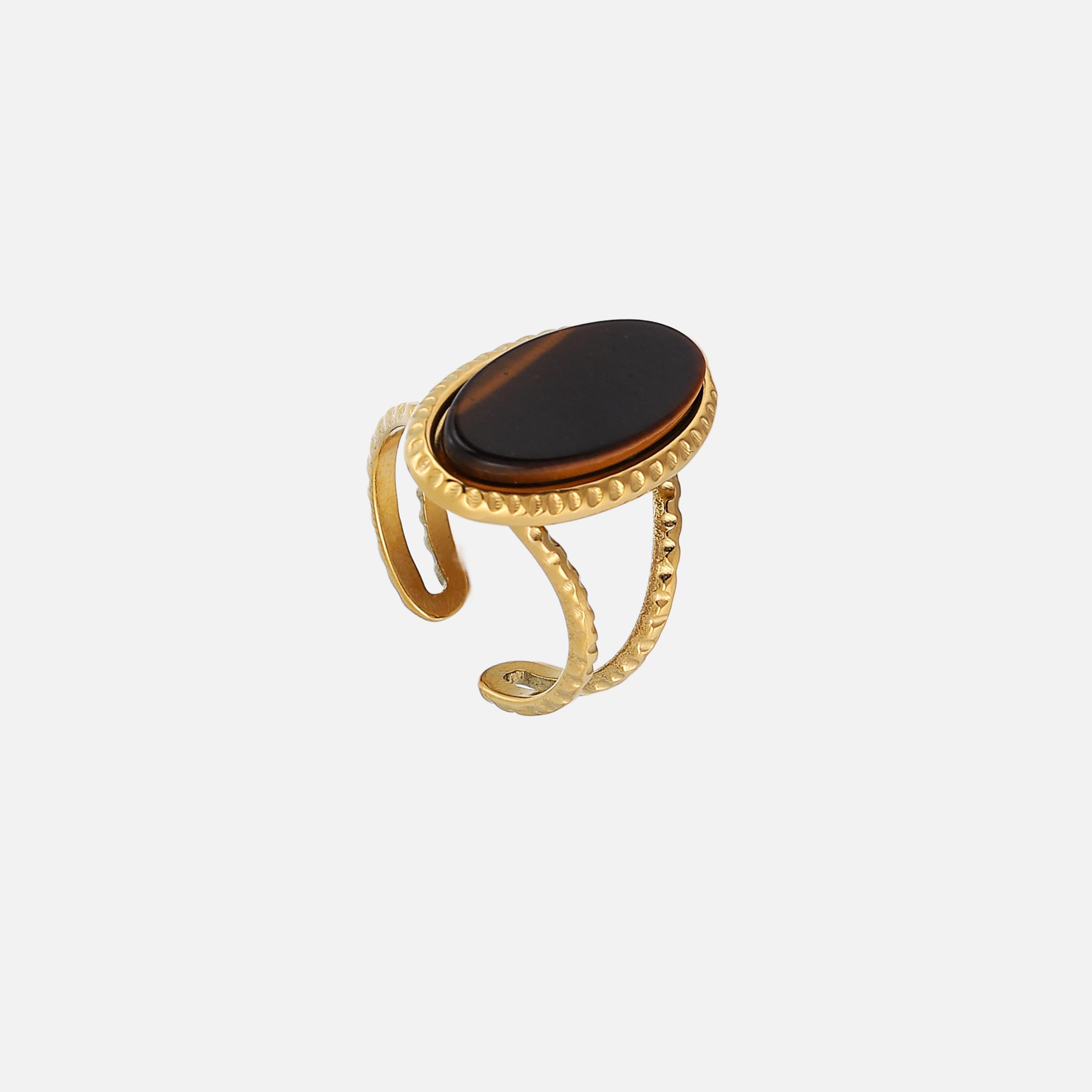 Perla | Adjustable Brown Stone Ring