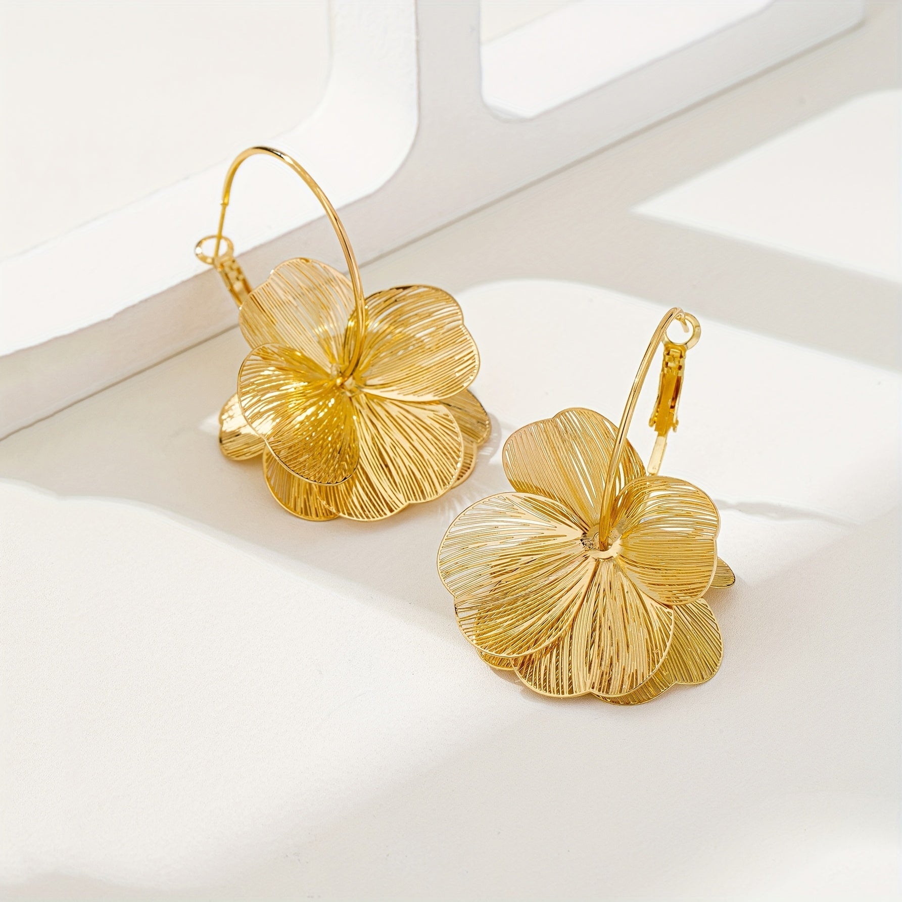 Annette | Bold Hollow Gold Drop Earrings