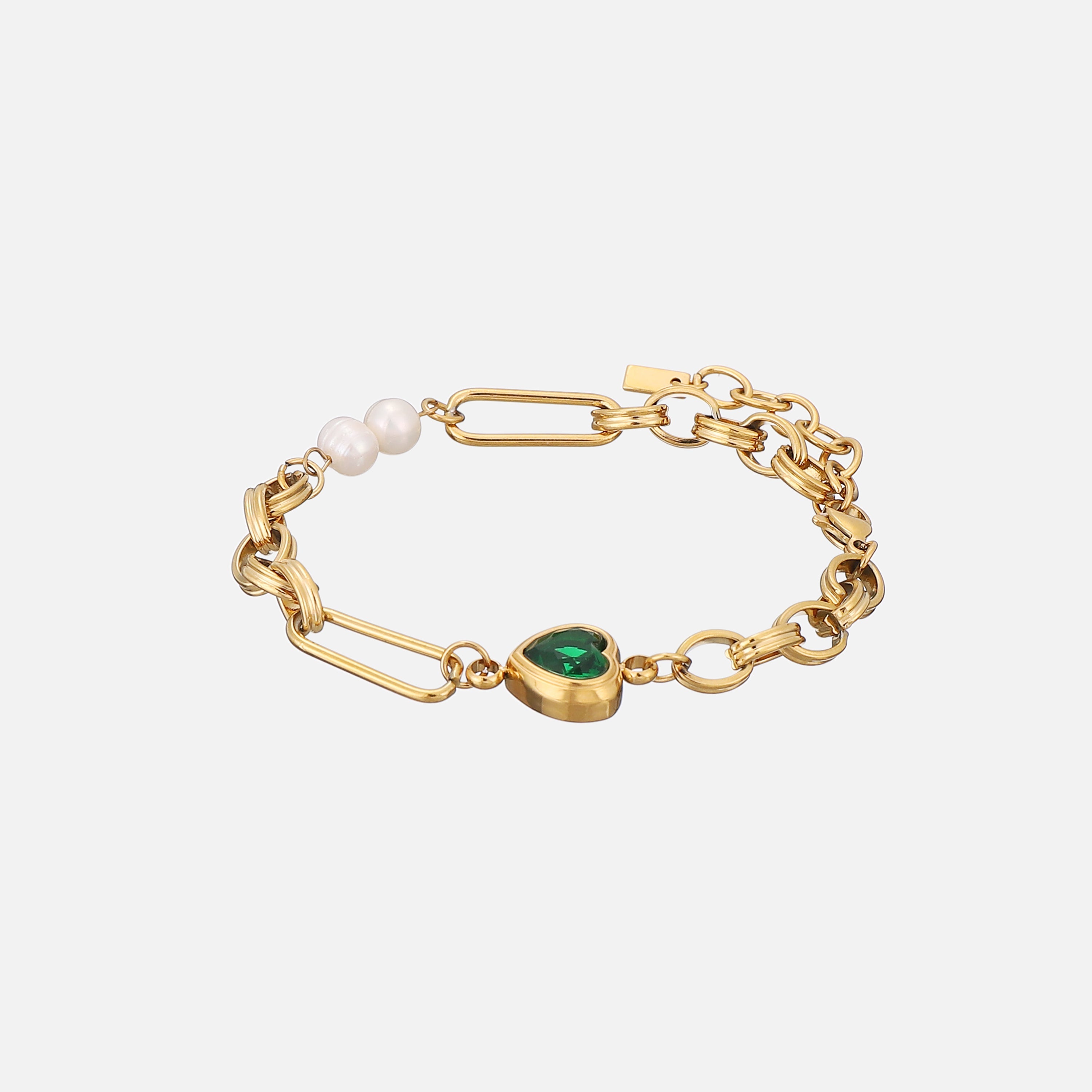 Ivyanna | Pearl & Gold Heart Bracelet