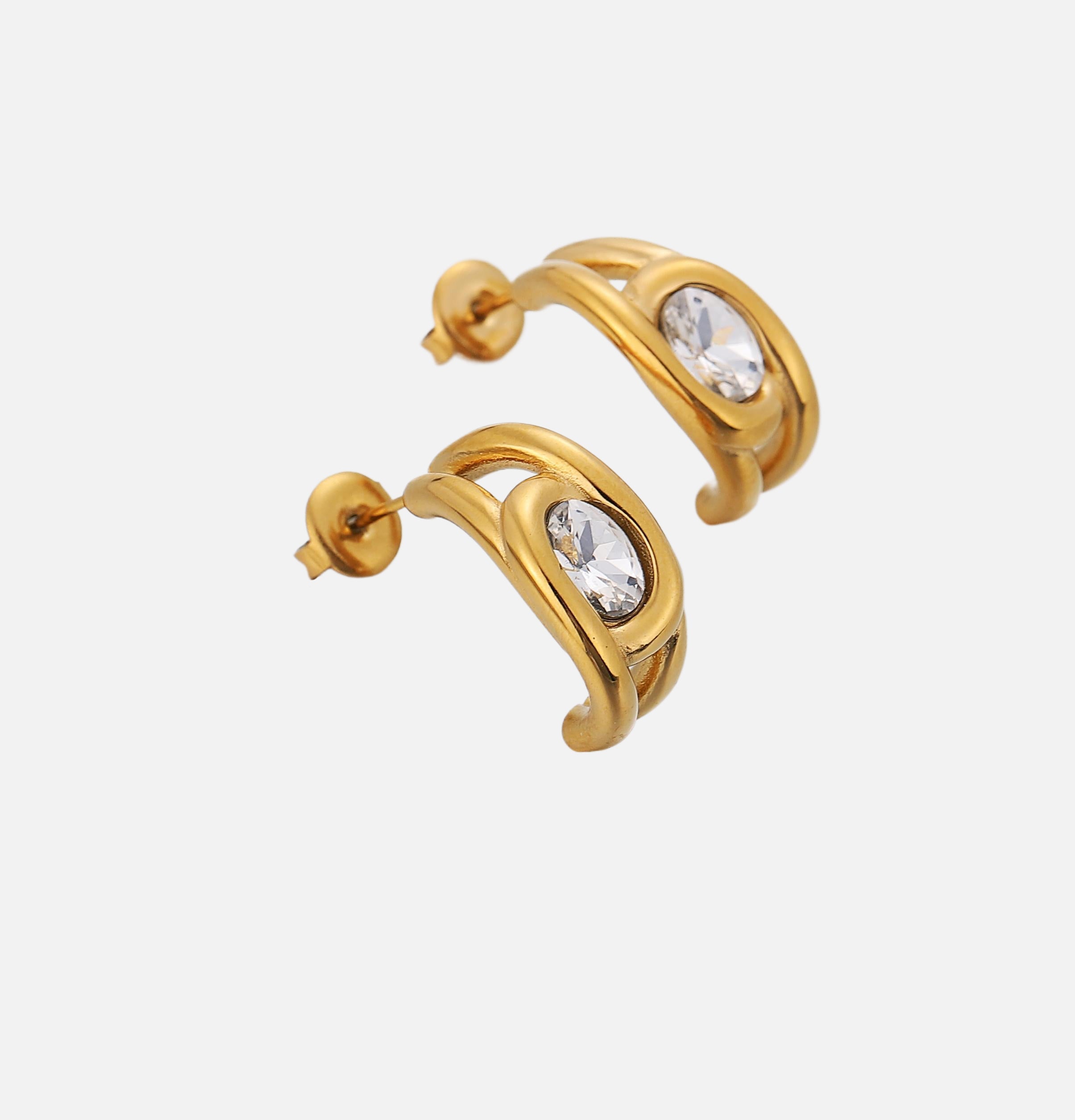 Vertie | Curved Gold Drop Earrings
