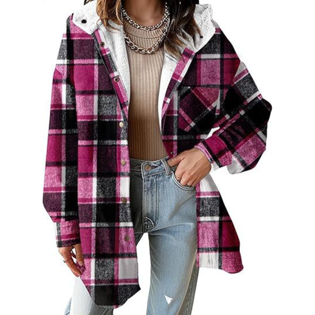 Camille | Relaxed Hooded Plaid Jacket