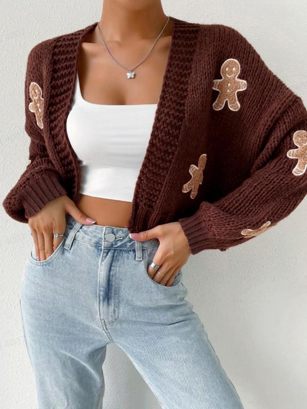 Céleste | Open Front Cartoon Knit Cardigan
