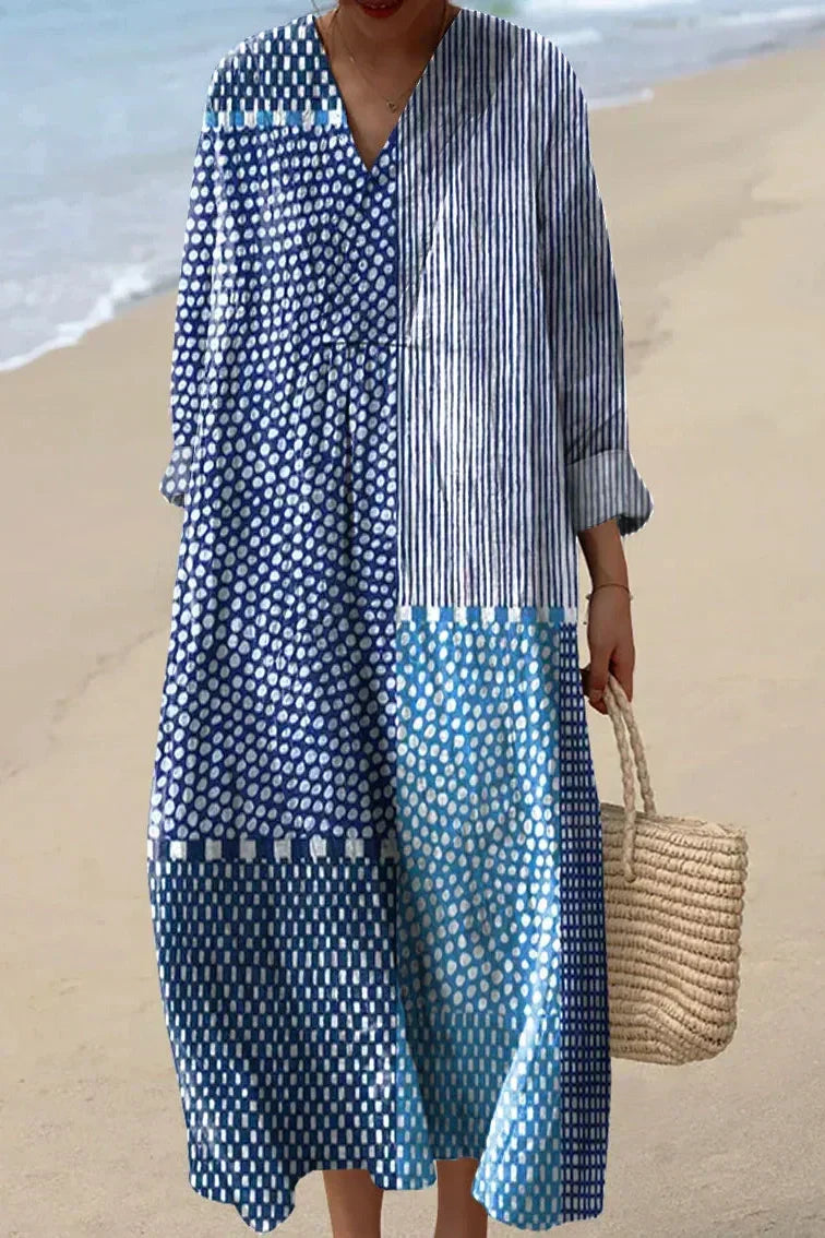 Irene | Wave Print Maxi Dress