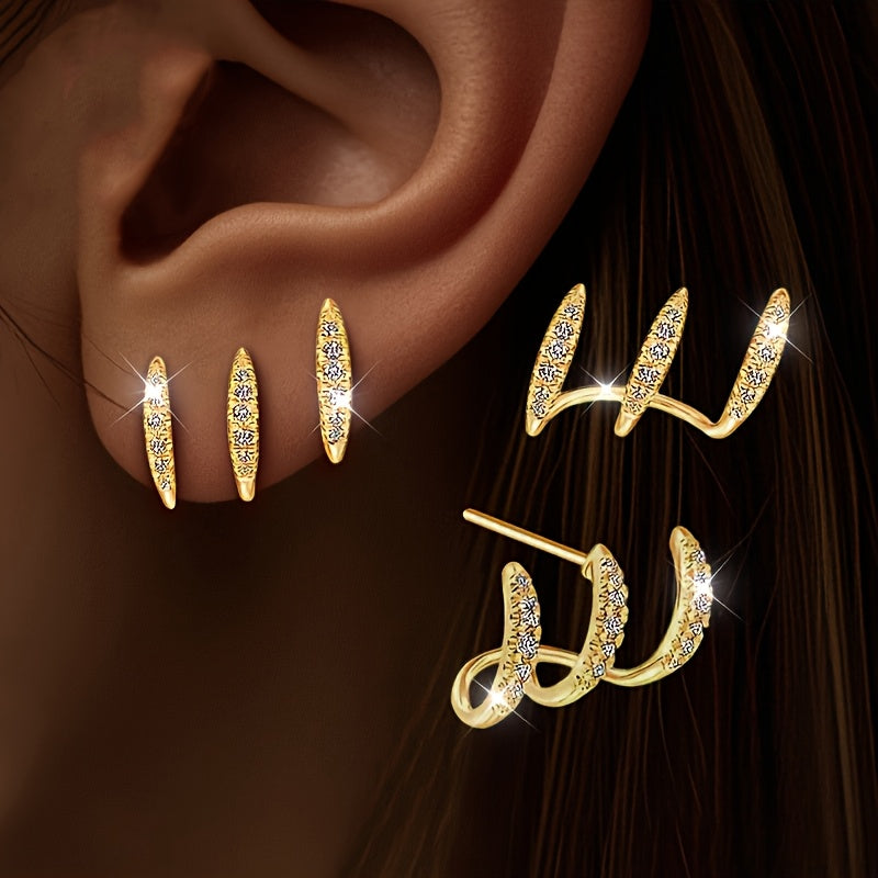Ulrica | Rhinestone Three-Claw Drop Earrings