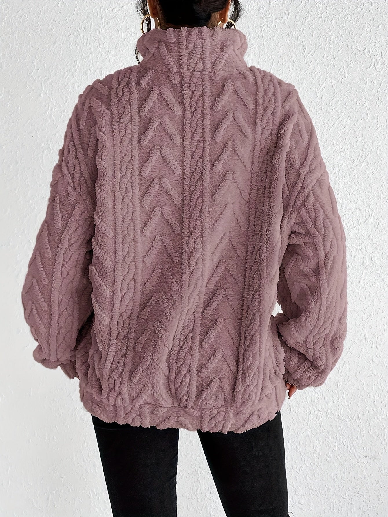 Elara | Cable-Knit Fleece Half-Zip Sweater