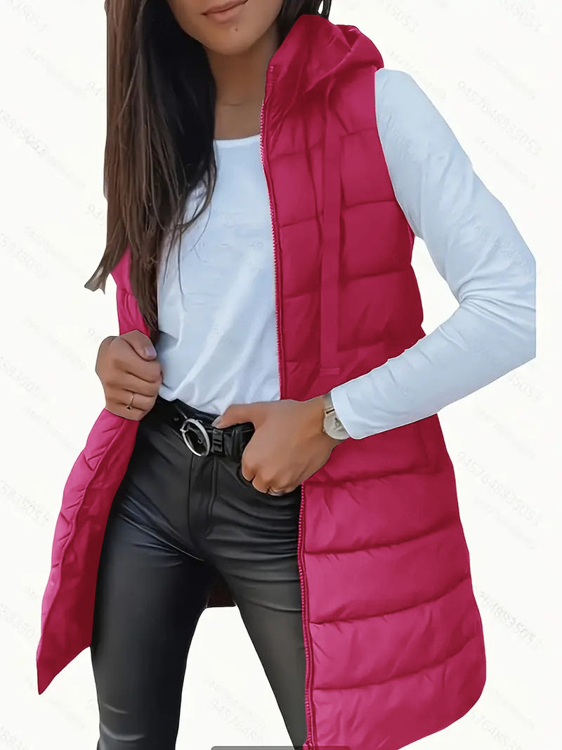 Camille | Hooded Long Puffer Vest