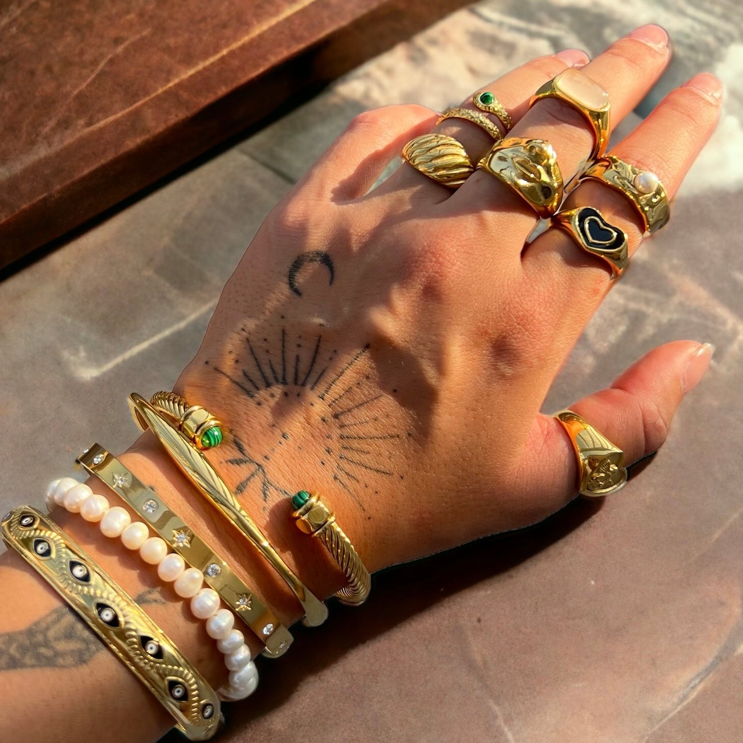 June | Gold Turquoise Bangle