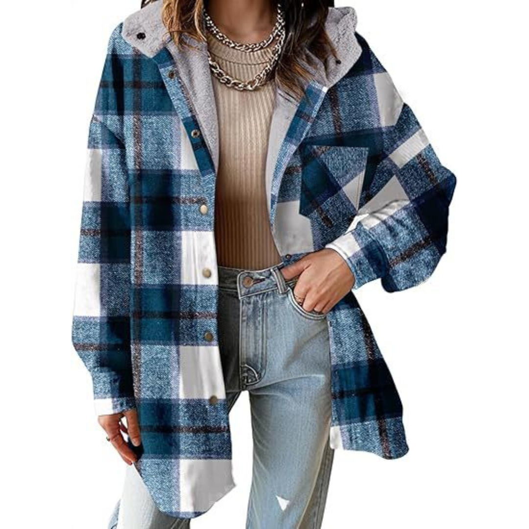 Camille | Relaxed Hooded Plaid Jacket