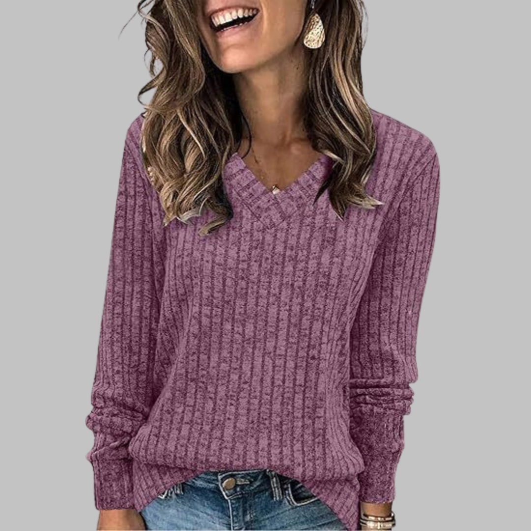 Camille | Soft V-Neck Long Sleeve Top