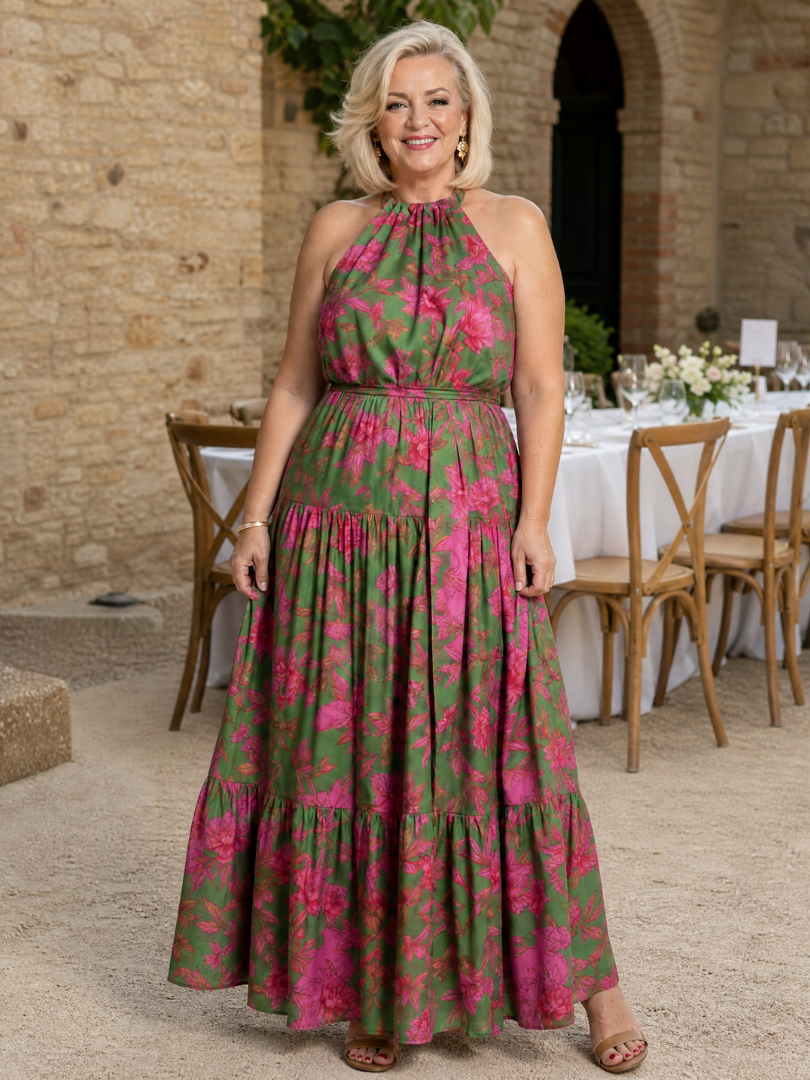 Elmyra | Draped Halter Midi Dress