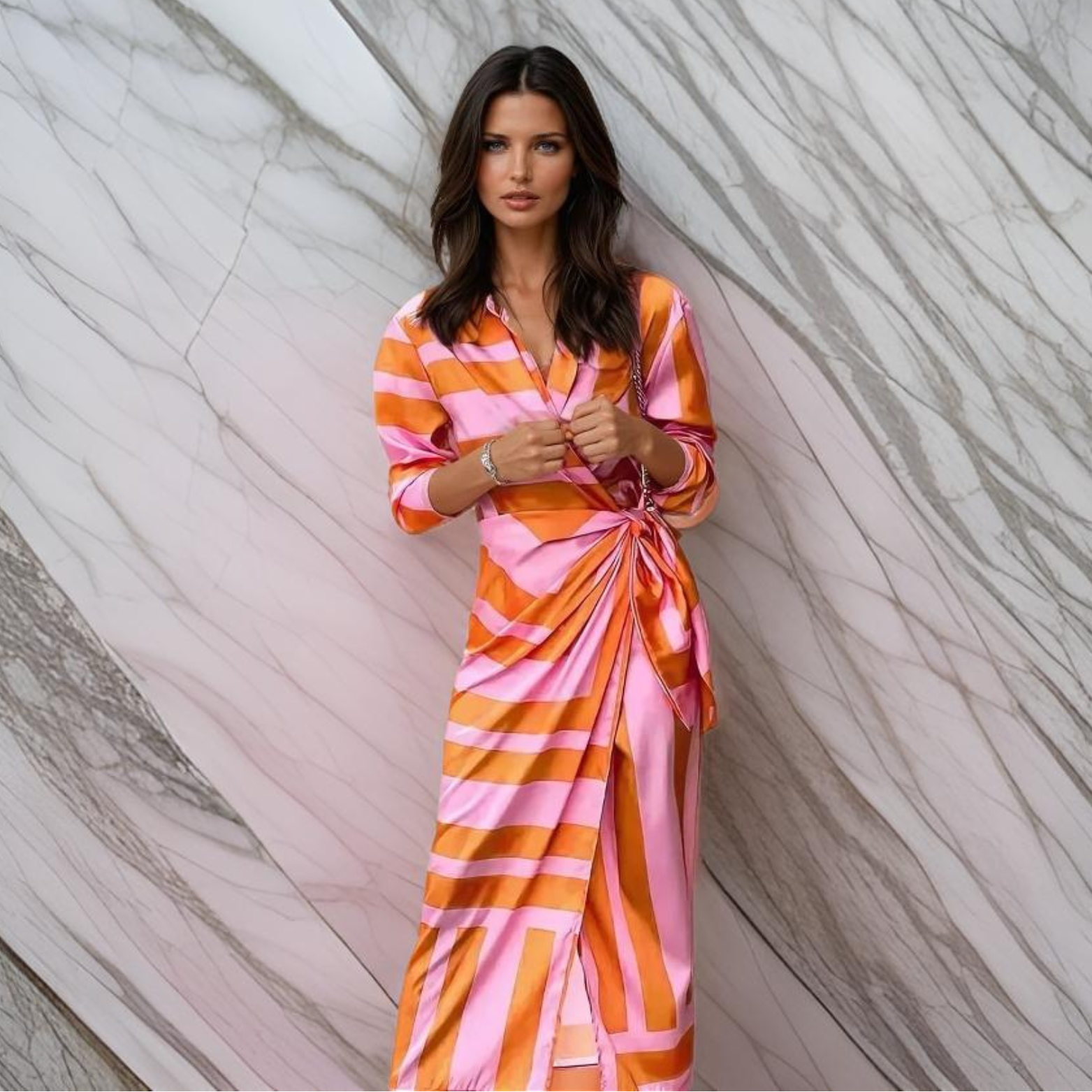 Elaine | Elegant Patterned Wrap Dress