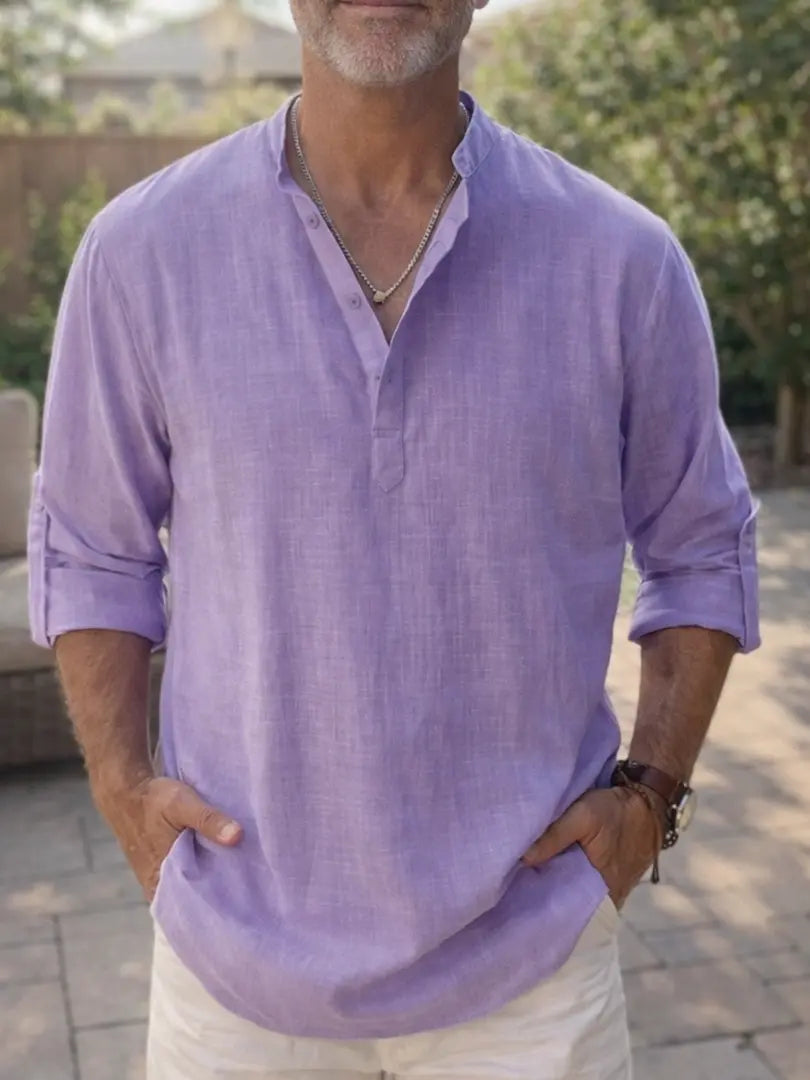 Norton | Collarless Cotton Shirt