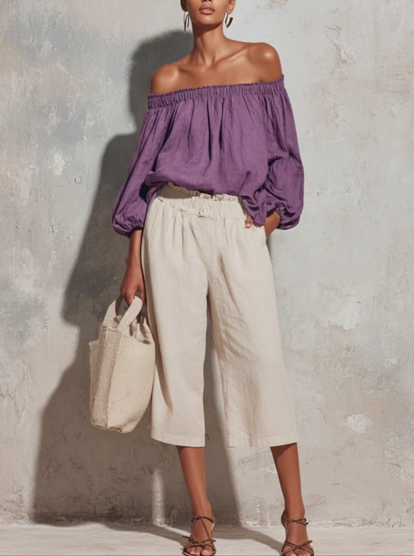 Natalia | Off-Shoulder Lantern Sleeve Top