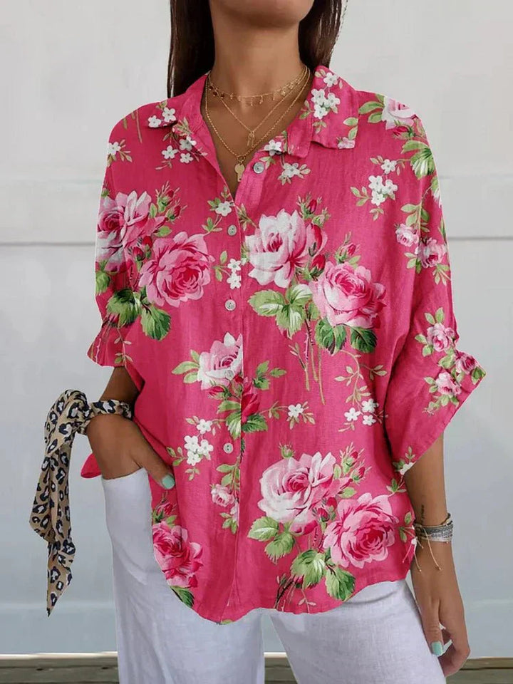 Dakota | Rose Floral Linen Blouse