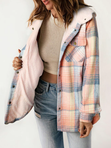 Vivienne | Sherpa-Lined Plaid Hooded Jacket