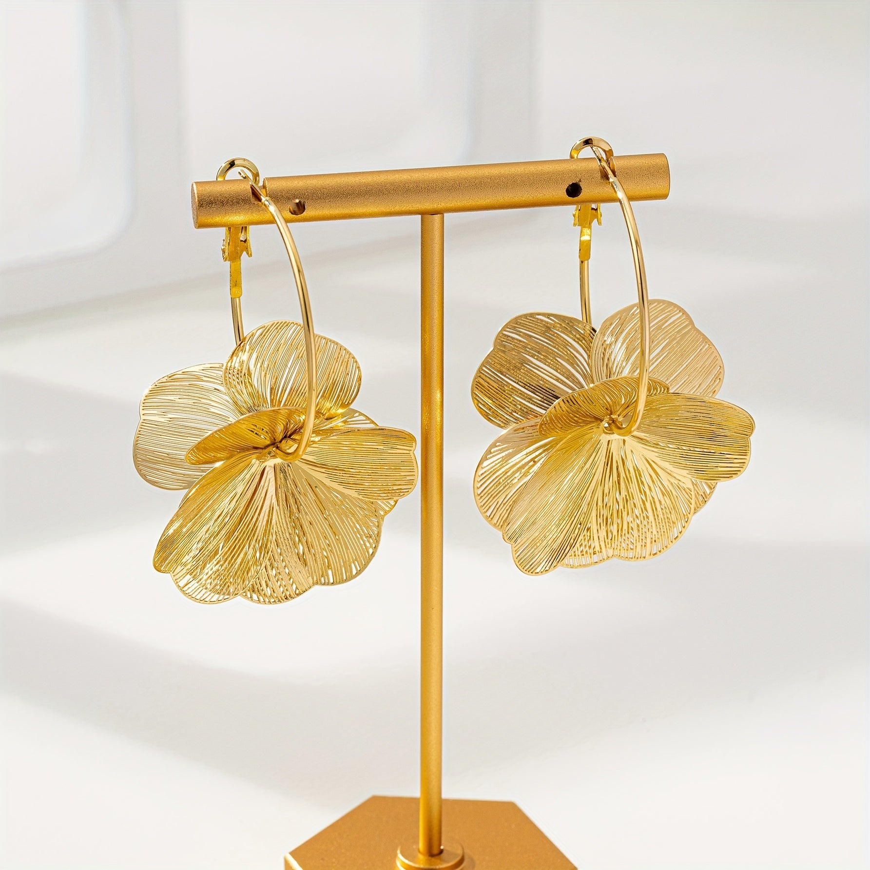 Eden | Bold Hollow Gold Drop Earrings