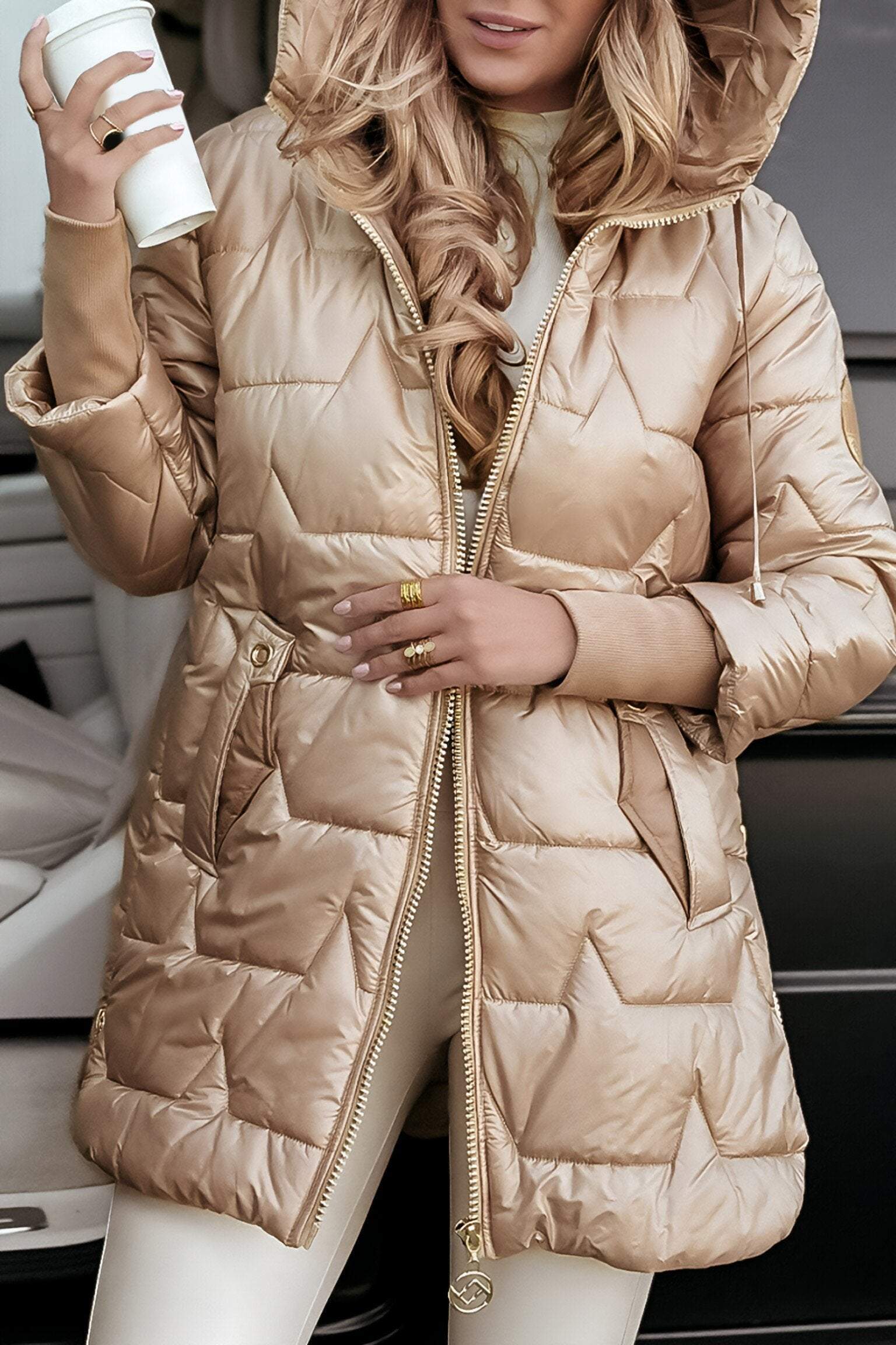 Seraphina | Quilted Metallic Winter Jacket
