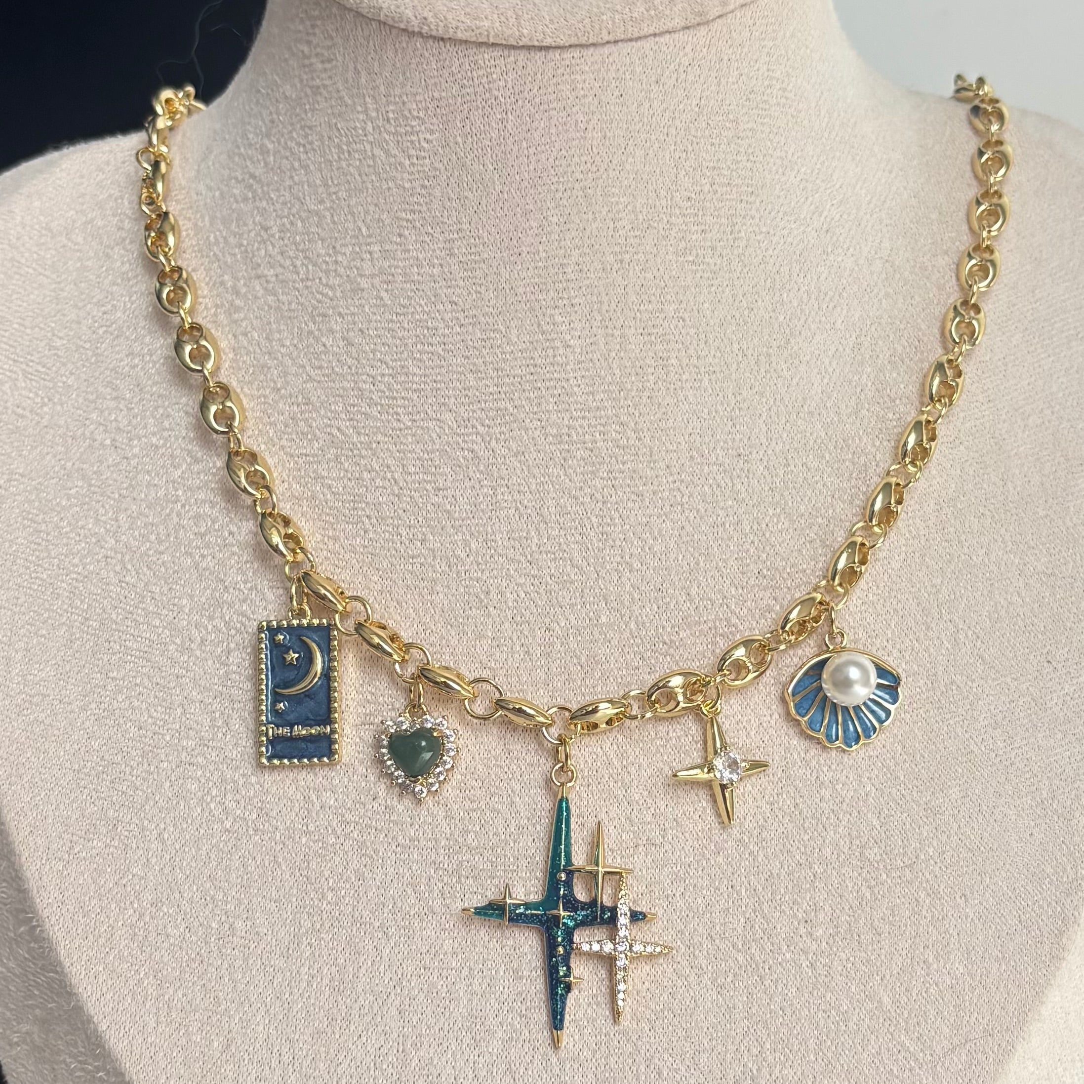 Dara | Celestial Moon Tarot Charm Necklace