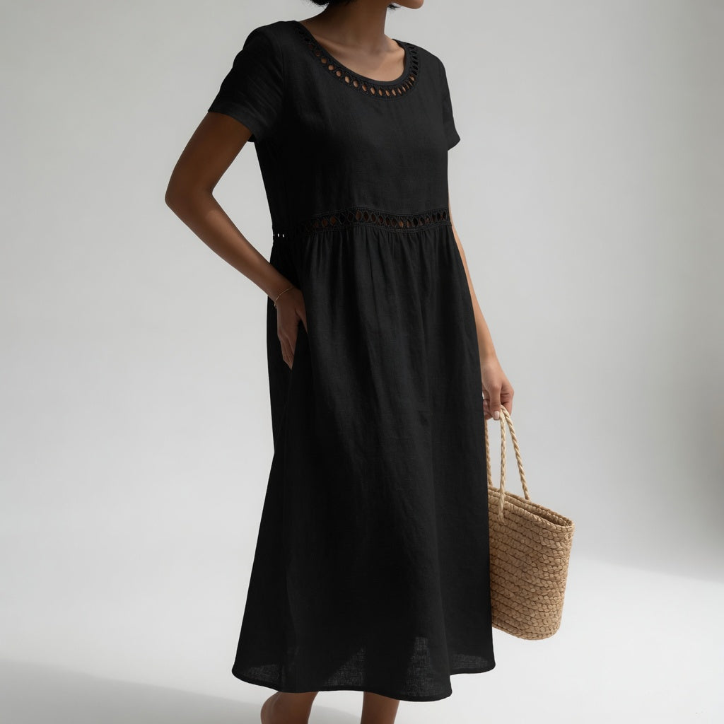 Juliet | Eyelet Trim Midi Dress