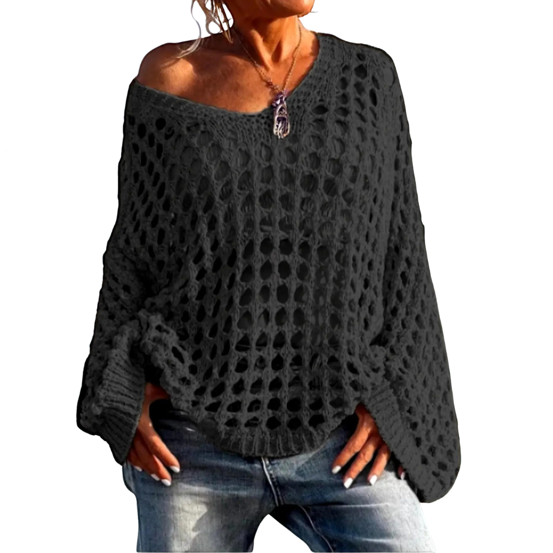 Solène | Relaxed Openwork Knit Sweater