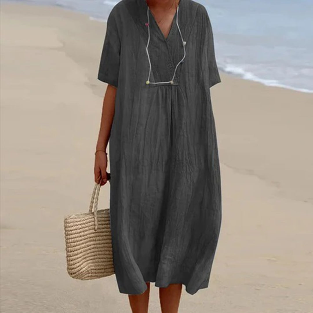 Celeste | Relaxed V-Neck Midi Dress
