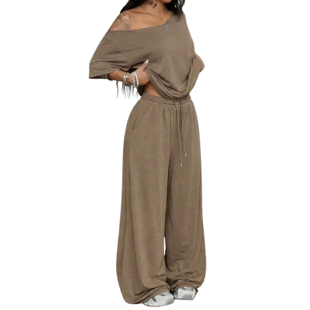 Camille | Off-Shoulder Wide Leg Two-Piece Set