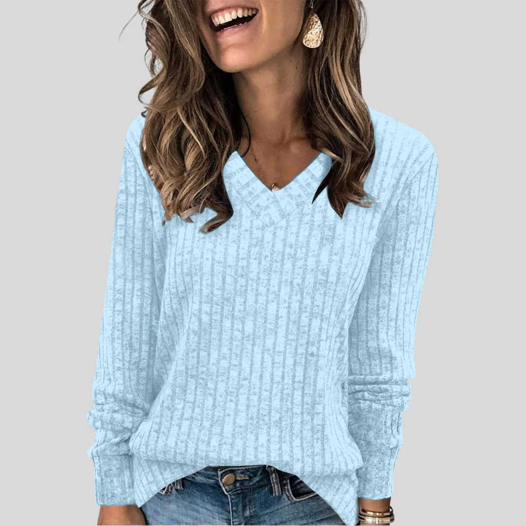 Camille | Soft V-Neck Long Sleeve Top