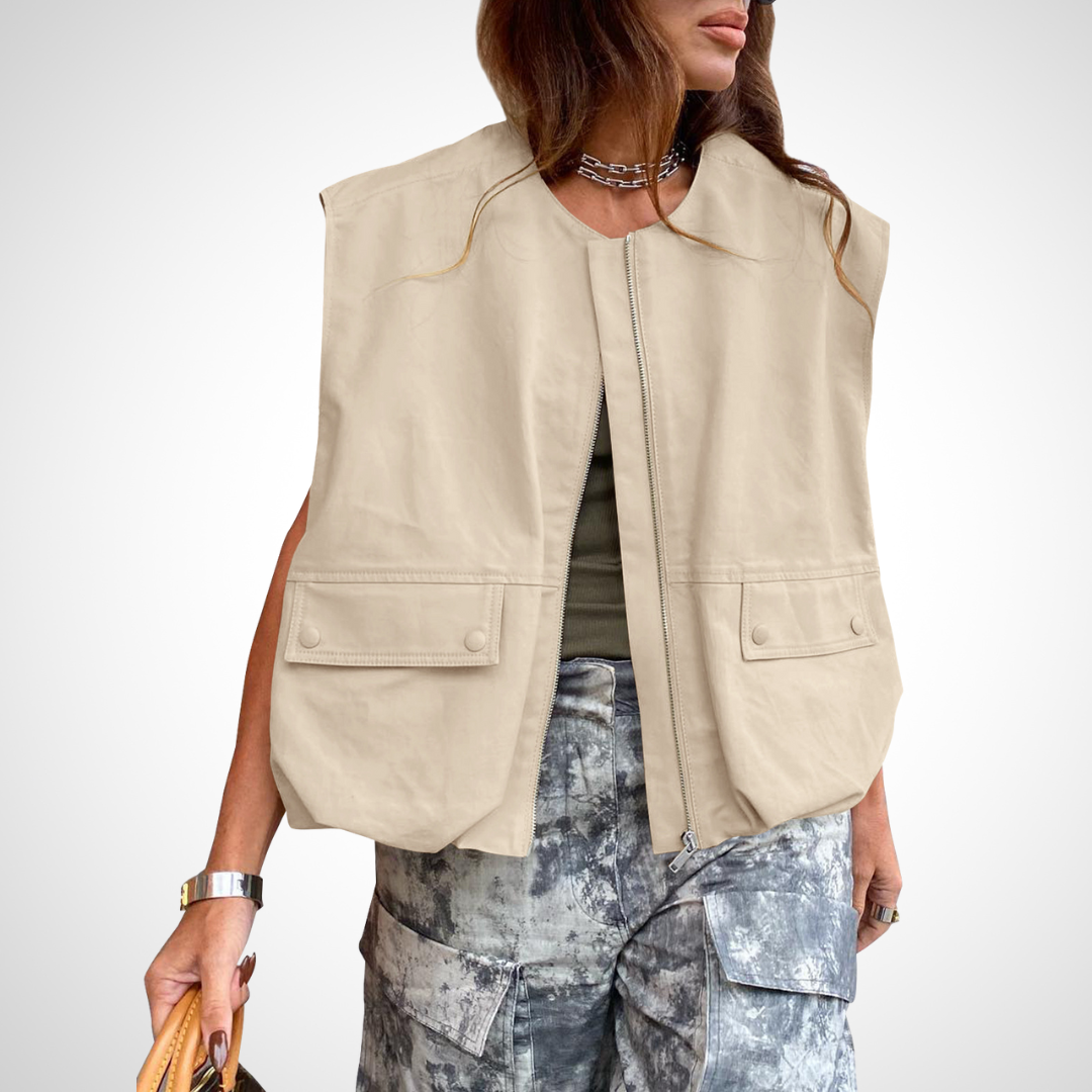 Camille | Sleeveless Loose Zipper Vest