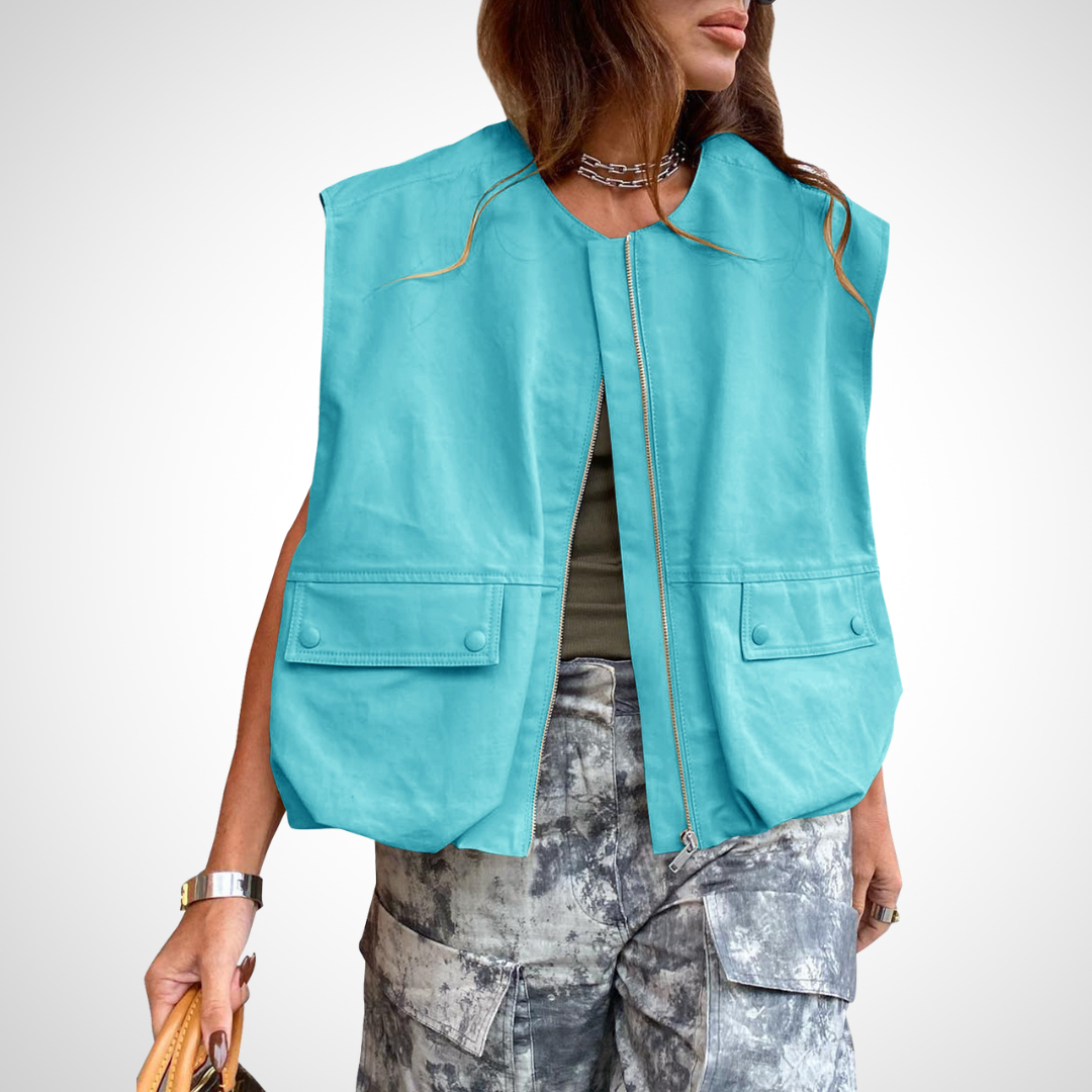 Camille | Sleeveless Loose Zipper Vest