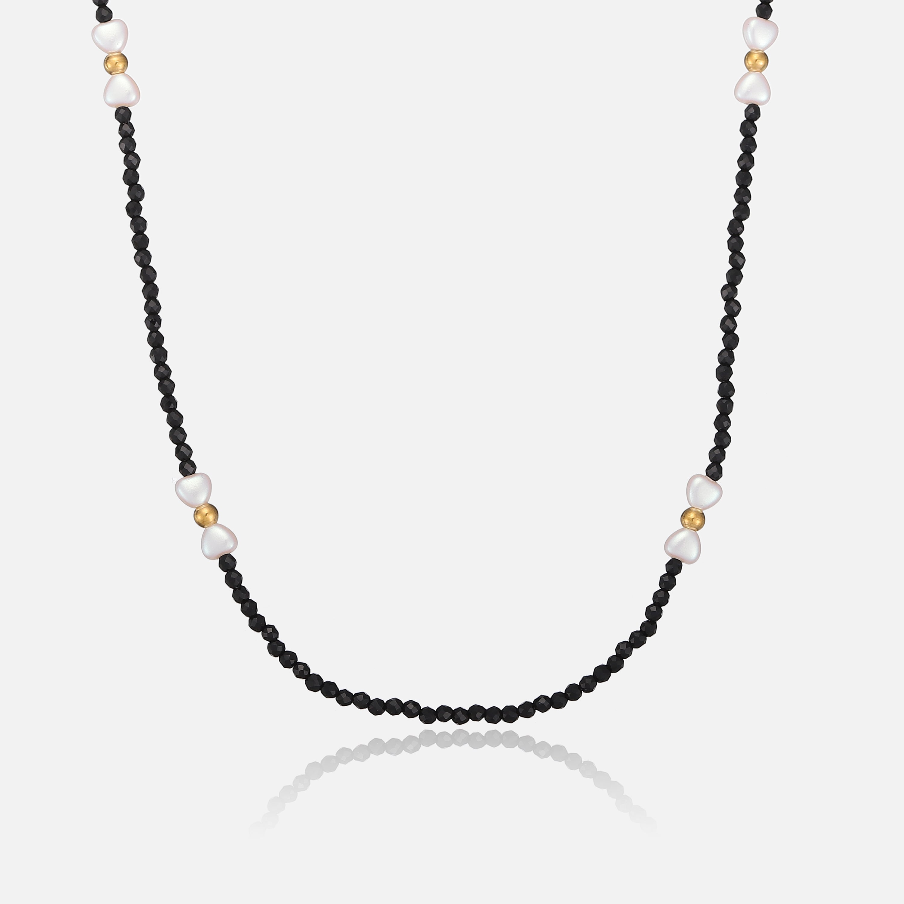 Berenice | Black Bead & Pearl Necklace