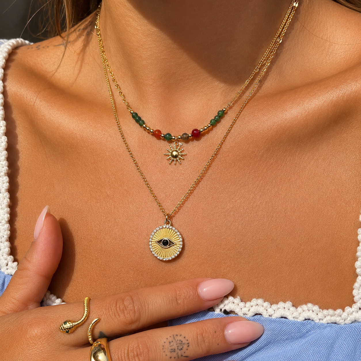 Victoria | Gold Evil Eye Necklace