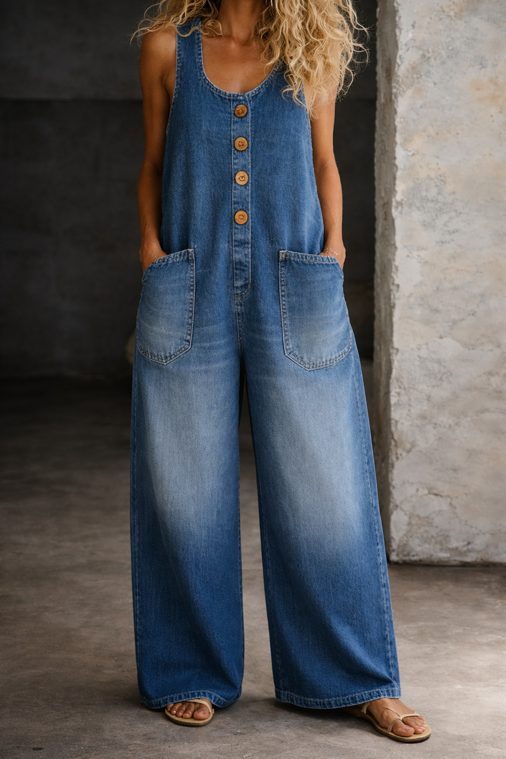 Mona | Vintage Washed Denim Cotton Overalls
