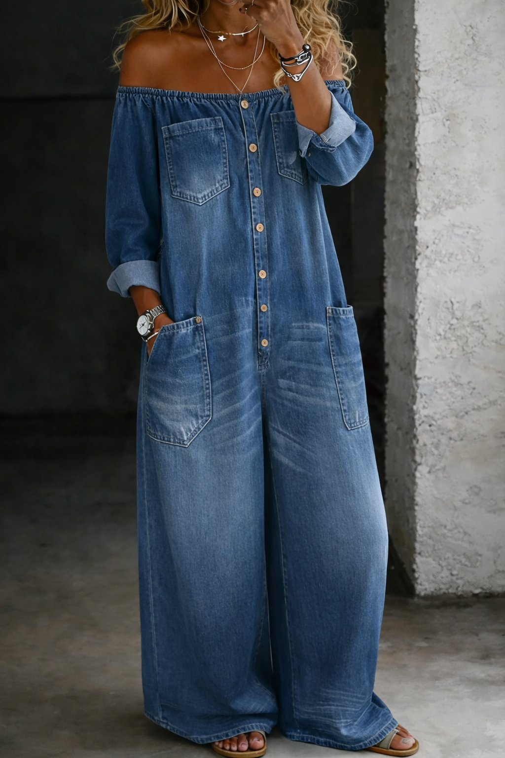 Seren | Off-Shoulder Long Sleeve Jumpsuit