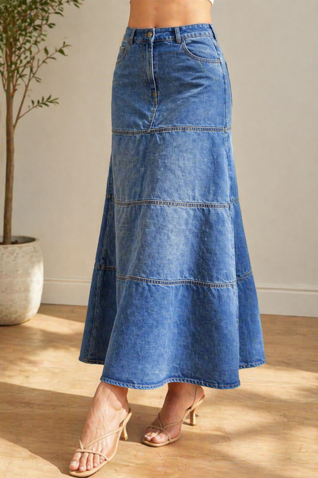 Aida | Mid-Length Mermaid Denim Skirt