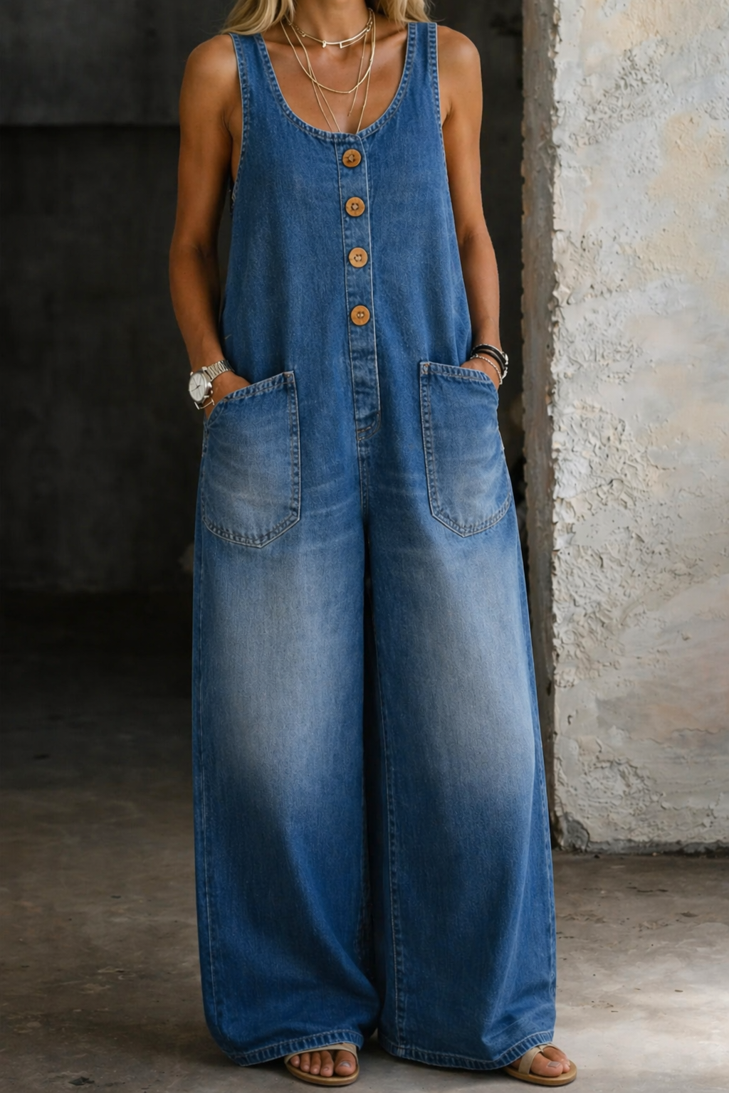 Mona | Vintage Washed Denim Cotton Overalls