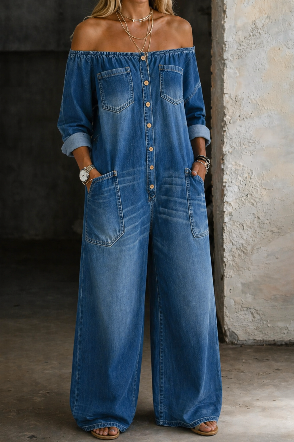 Seren | Off-Shoulder Long Sleeve Jumpsuit