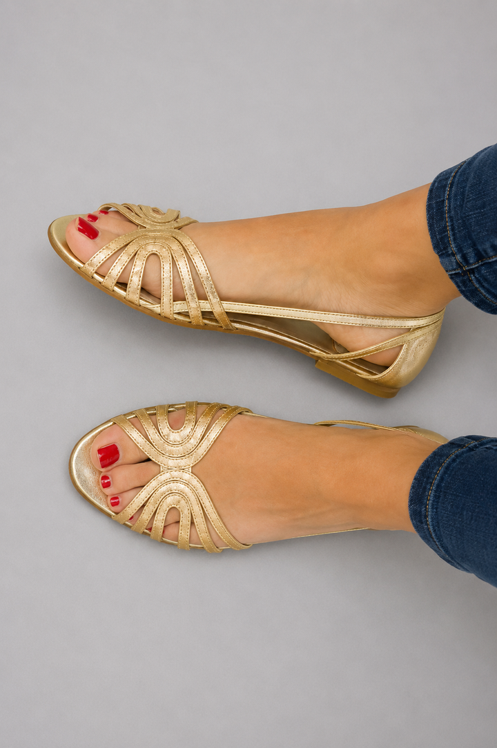 Vaylene | Golden Strap Sandals