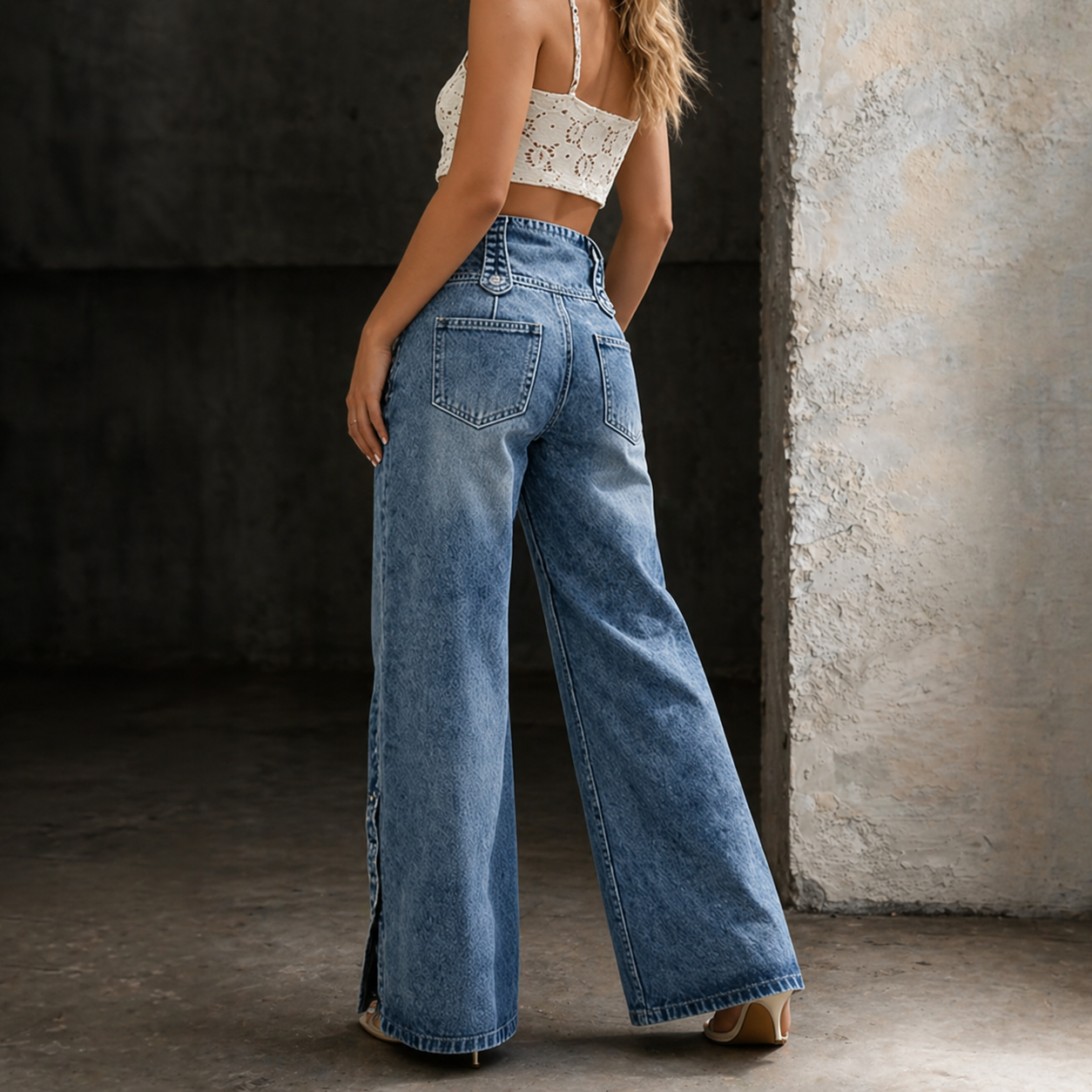 Juanita | High-Waist Wide-Leg Slit Jeans