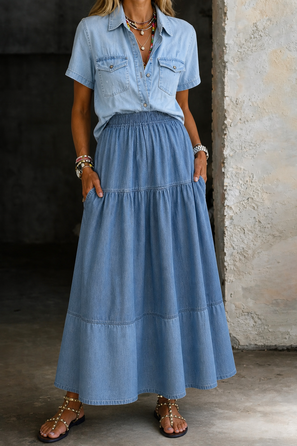 Becky | Elastic Waist Denim Skirt
