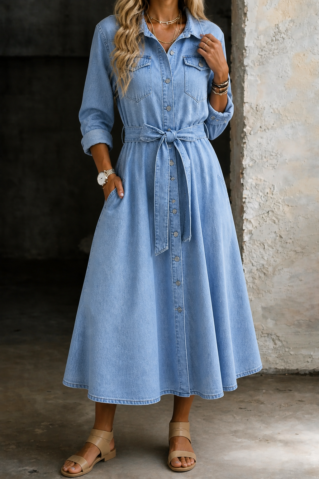 Naomi | Long Sleeve Relaxed Denim Dress