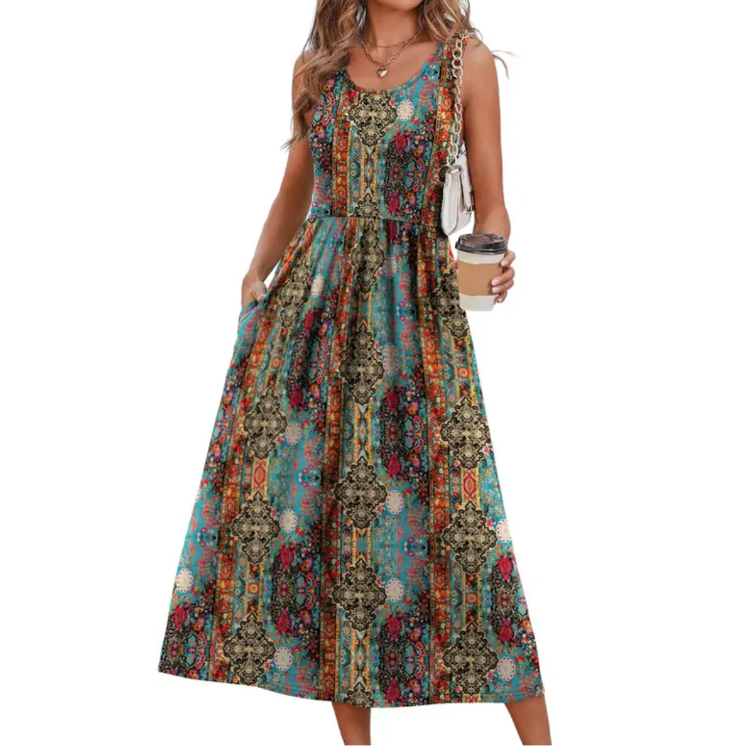 Seraphina | Boho Halter Flowy Midi Dress