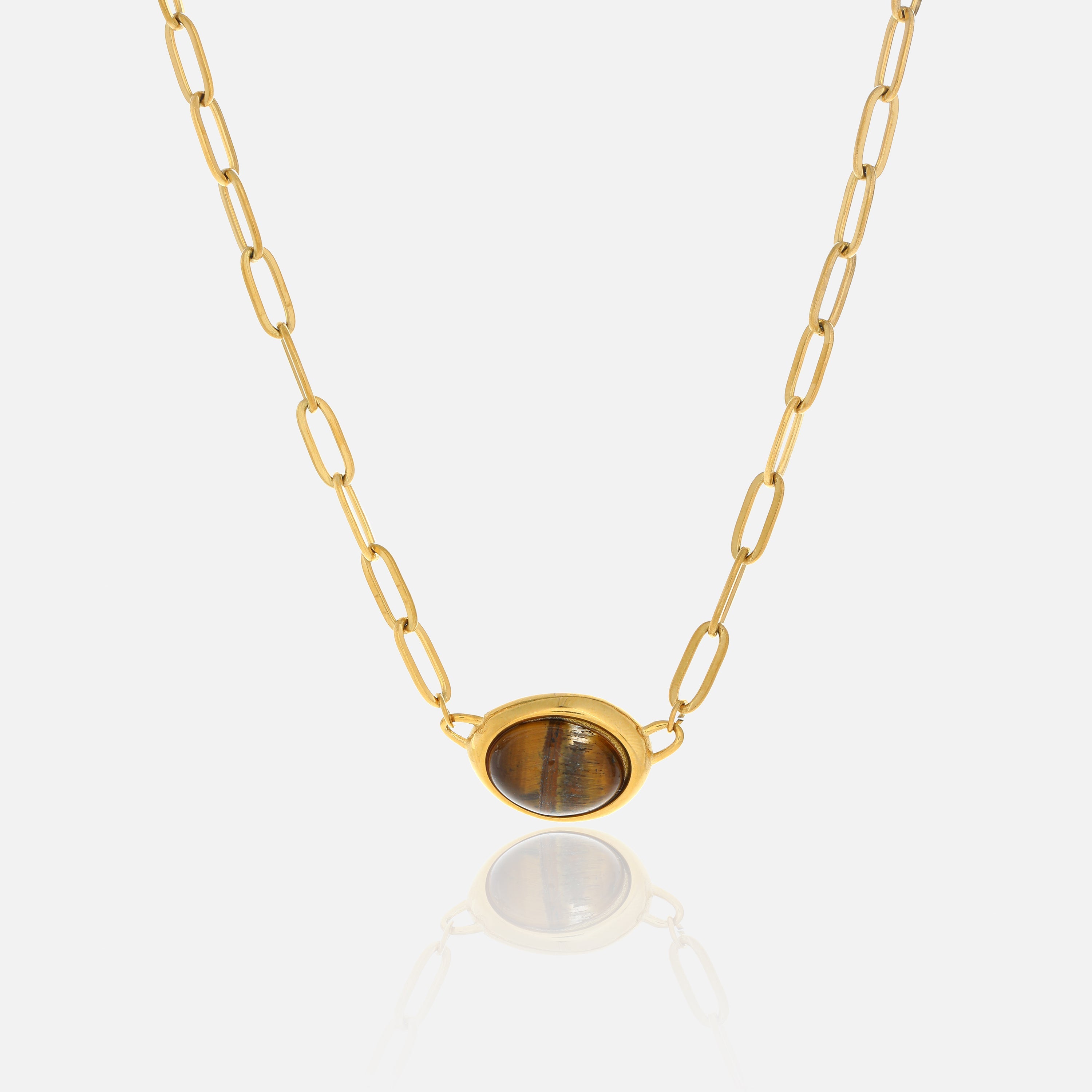 Zelma | Gold-Toned Tiger's Eye Necklace