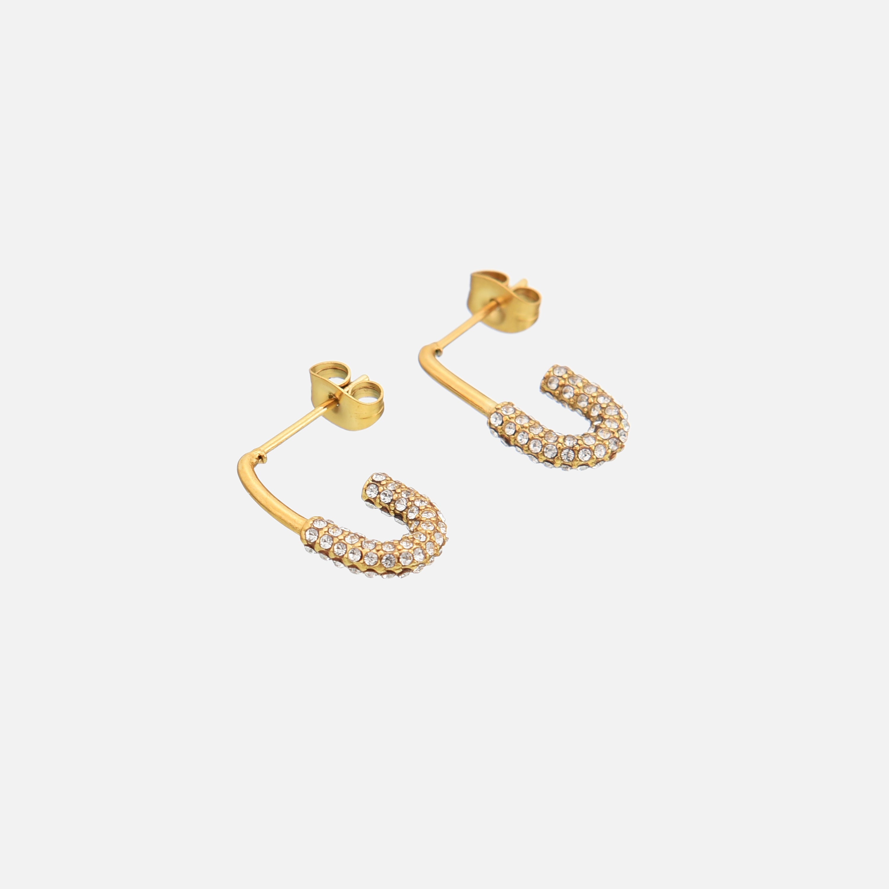 Valencia | Gold Drop Earrings with Clear Stones
