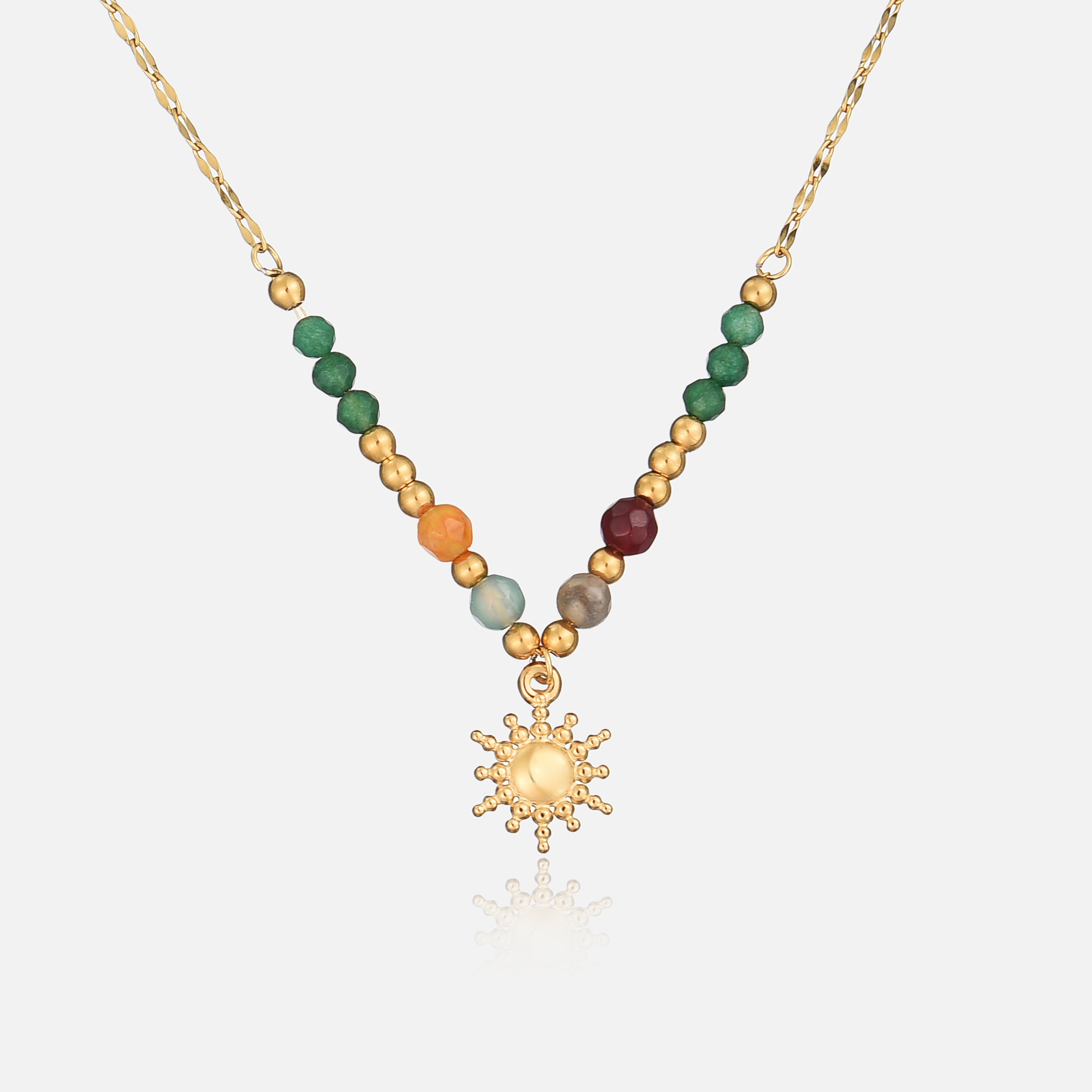 Tilly | Sun Pendant Beaded Necklace