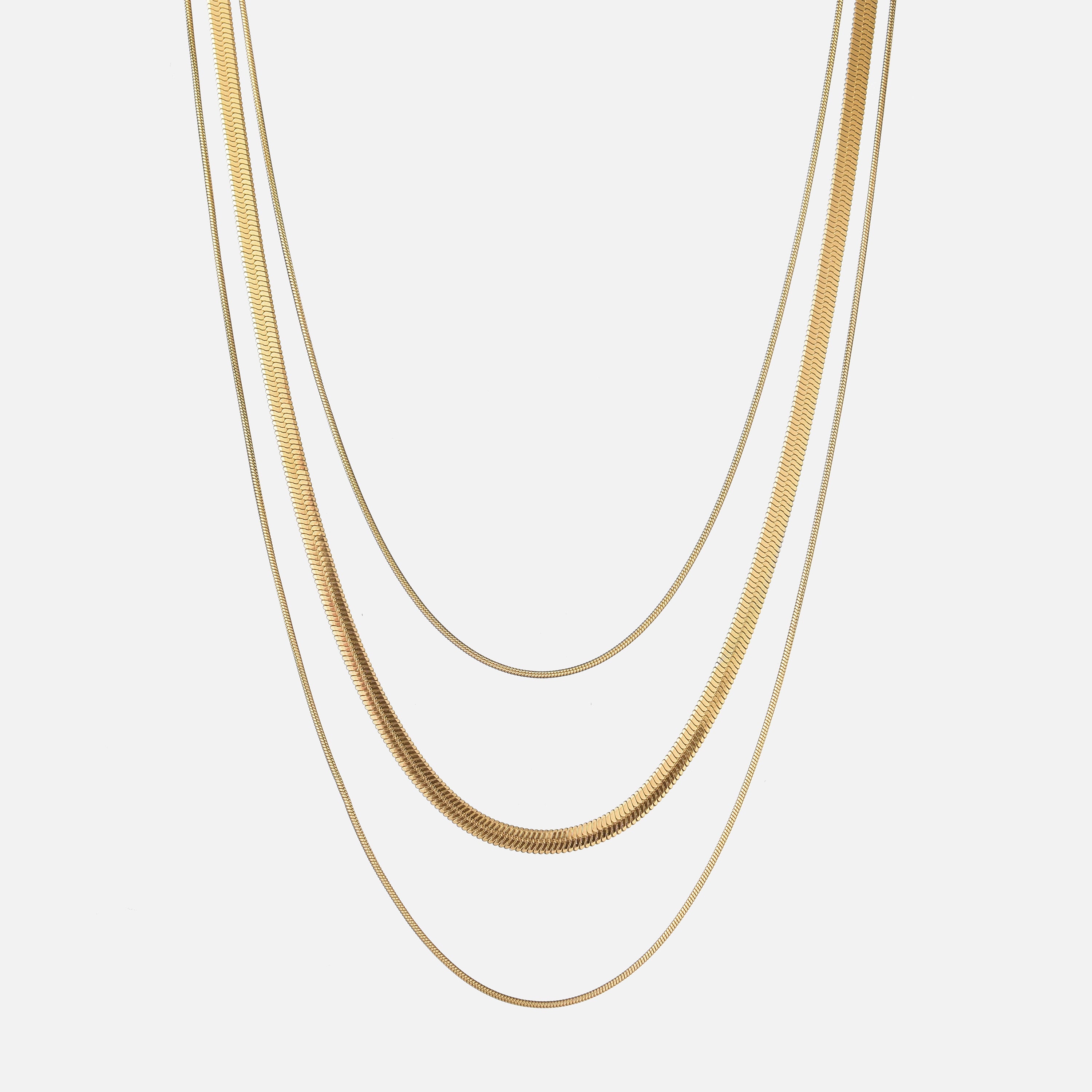 Kyla | Triple Layered 18K Gold Necklace