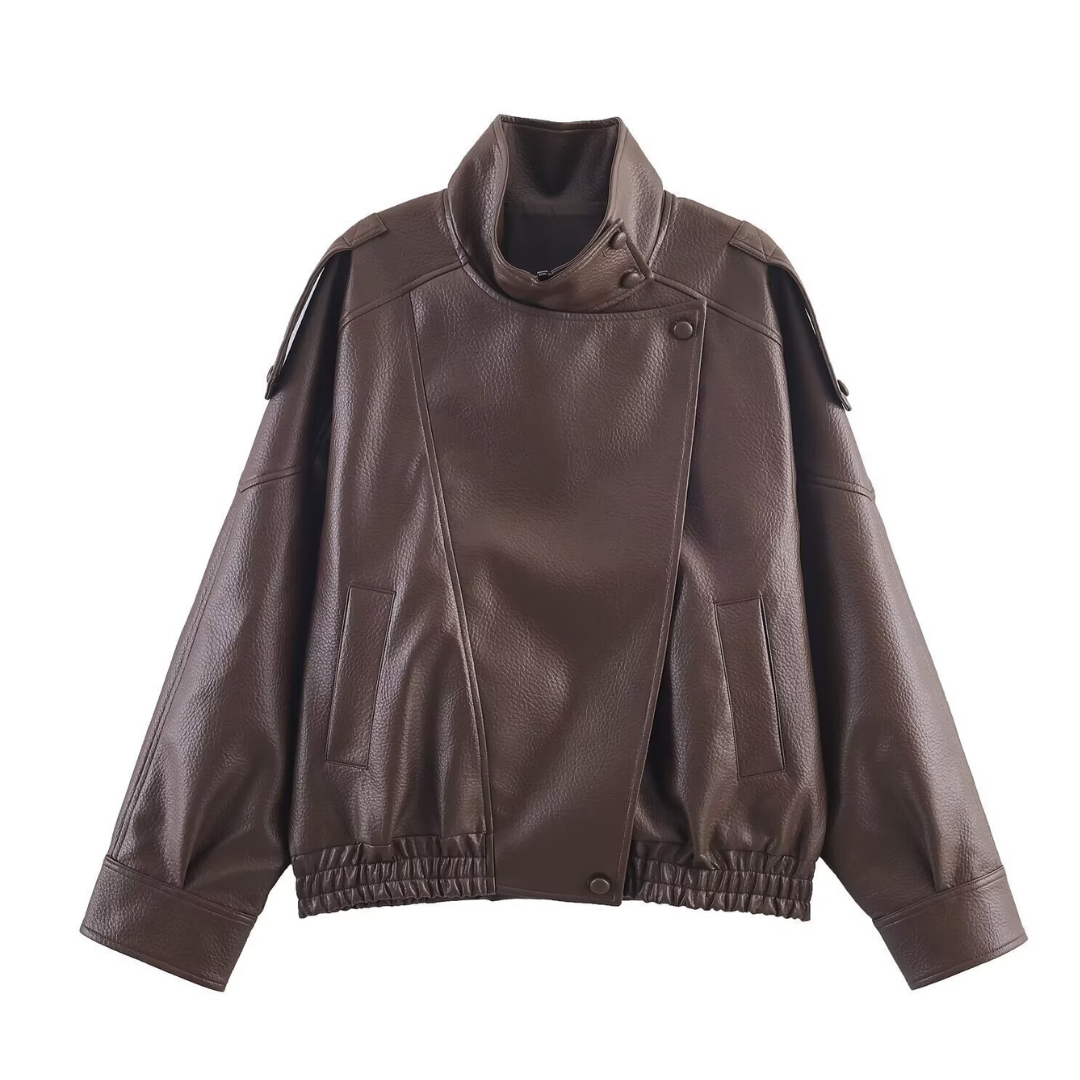 Roxanne | Vintage Lychee Grain Faux Leather Jacket
