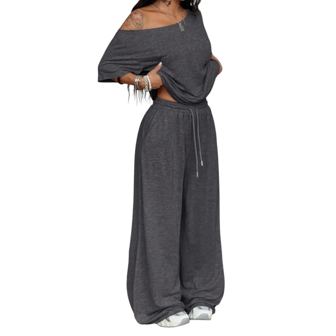 Camille | Off-Shoulder Wide Leg Two-Piece Set