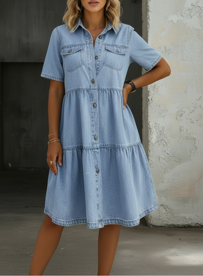Talia | Casual Elegant Midi Denim Dress
