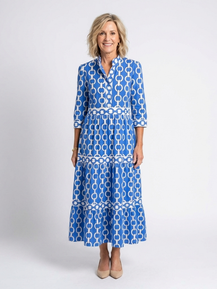 Lottie | Floral Maxi Dress with Chain Pattern