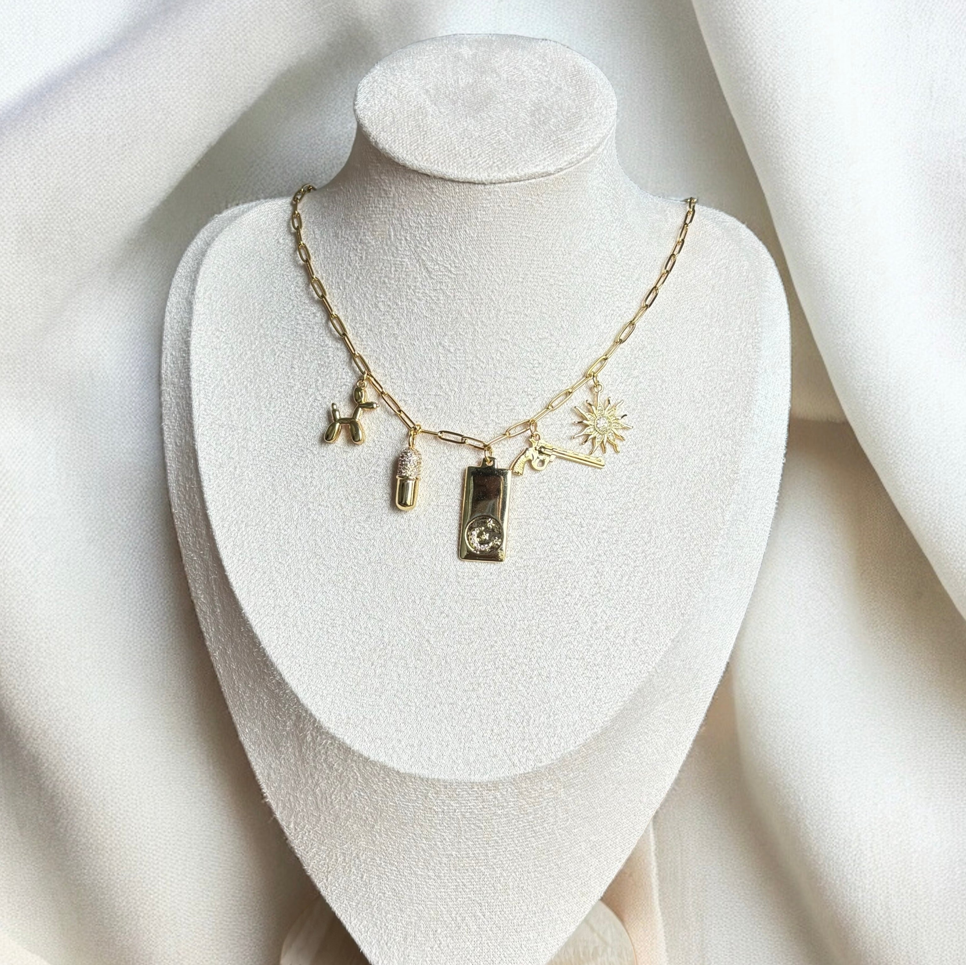 Millie | Gold Charm Statement Necklace